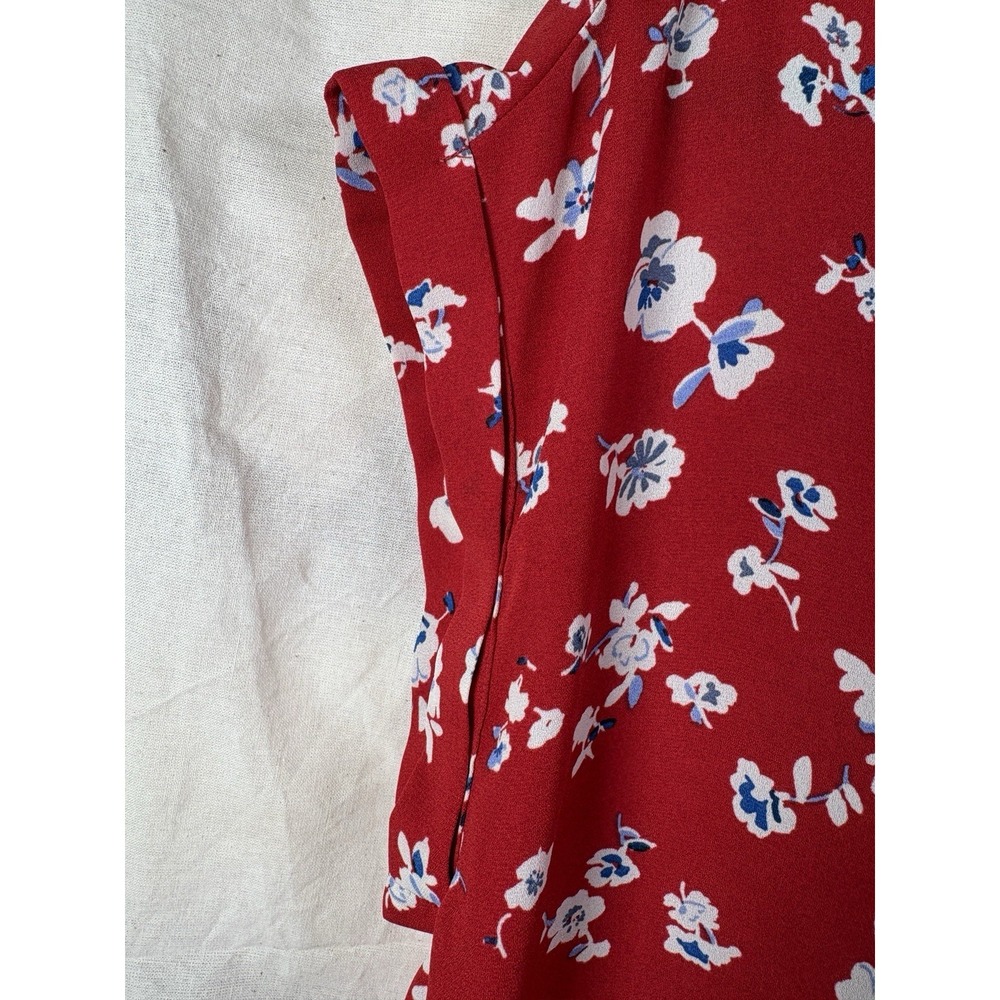 Pleione Top Women Sz M Red Multicolor Floral Casual Career Shirt Cap Sleeve READ - Picture 4 of 10